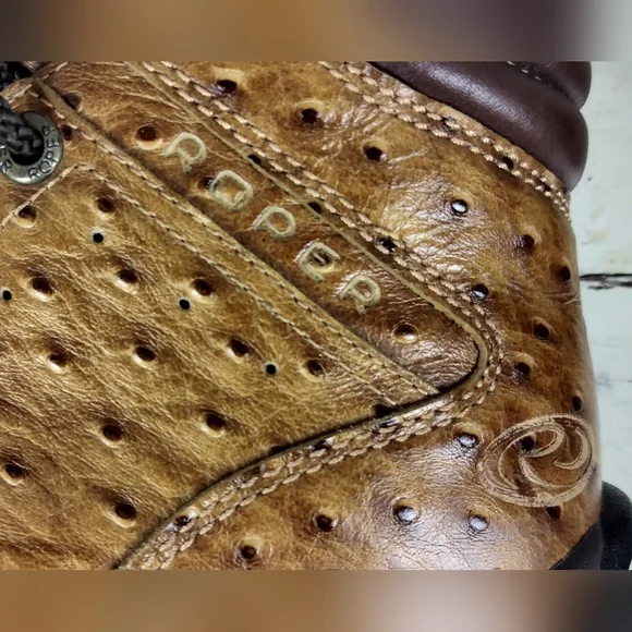 Roper Leather Ostrich Kiltie Boots - Picture 6 of 10